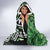 Green Aotearoa Hooded Blanket Taniko Motifs With Paua Shell Kowhaiwhai
