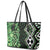 Green Aotearoa Leather Tote Bag Taniko Motifs With Paua Shell Kowhaiwhai
