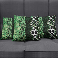 Green Aotearoa Pillow Cover Taniko Motifs With Paua Shell Kowhaiwhai - Polynesian Pride