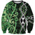 Green Aotearoa Sweatshirt Taniko Motifs With Paua Shell Kowhaiwhai