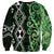 Green Aotearoa Sweatshirt Taniko Motifs With Paua Shell Kowhaiwhai