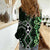 Green Aotearoa Women Casual Shirt Taniko Motifs With Paua Shell Kowhaiwhai