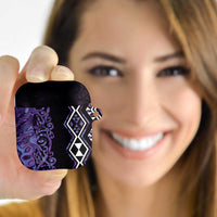 Purple Aotearoa AirPods Case Taniko Motifs With Paua Shell Kowhaiwhai - Polynesian Pride