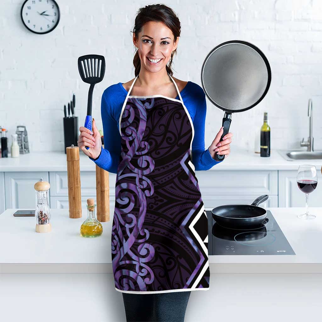 Purple Aotearoa Apron Taniko Motifs With Paua Shell Kowhaiwhai - Polynesian Pride