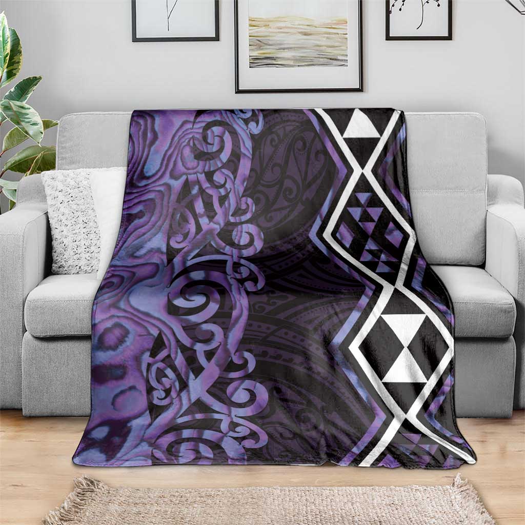 Purple Aotearoa Blanket Taniko Motifs With Paua Shell Kowhaiwhai