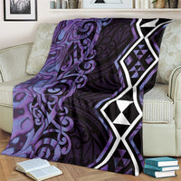 Purple Aotearoa Blanket Taniko Motifs With Paua Shell Kowhaiwhai