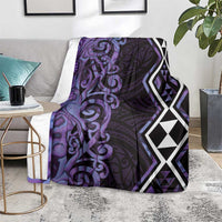 Purple Aotearoa Blanket Taniko Motifs With Paua Shell Kowhaiwhai