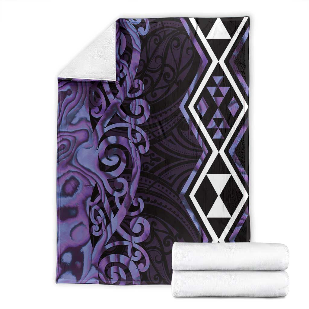 Purple Aotearoa Blanket Taniko Motifs With Paua Shell Kowhaiwhai