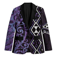 Purple Aotearoa Blazer Taniko Motifs With Paua Shell Kowhaiwhai - Polynesian Pride