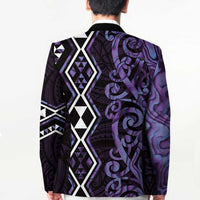 Purple Aotearoa Blazer Taniko Motifs With Paua Shell Kowhaiwhai - Polynesian Pride