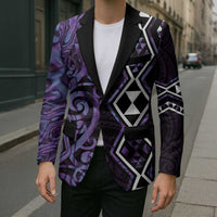 Purple Aotearoa Blazer Taniko Motifs With Paua Shell Kowhaiwhai - Polynesian Pride