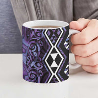Purple Aotearoa Ceramic Mug Taniko Motifs With Paua Shell Kowhaiwhai - Polynesian Pride