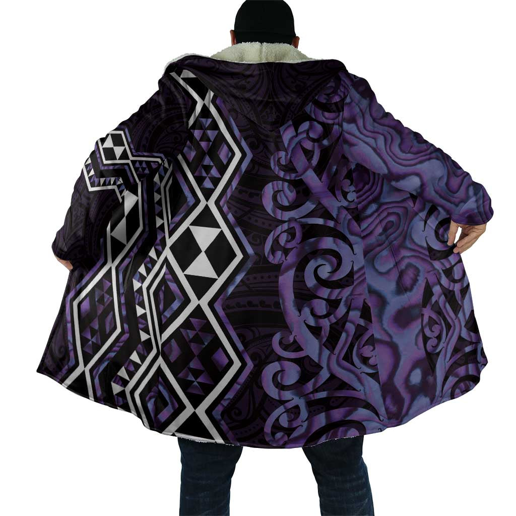 Purple Aotearoa Cloak Taniko Motifs With Paua Shell Kowhaiwhai - Polynesian Pride