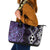 Purple Aotearoa Leather Tote Bag Taniko Motifs With Paua Shell Kowhaiwhai
