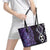 Purple Aotearoa Leather Tote Bag Taniko Motifs With Paua Shell Kowhaiwhai
