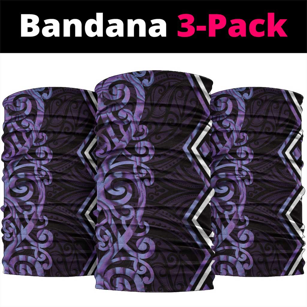 Purple Aotearoa Neck Gaiter Taniko Motifs With Paua Shell Kowhaiwhai - Polynesian Pride