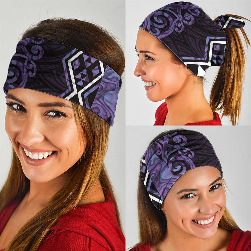 Purple Aotearoa Neck Gaiter Taniko Motifs With Paua Shell Kowhaiwhai - Polynesian Pride