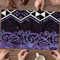 Purple Aotearoa Puzzle Taniko Motifs With Paua Shell Kowhaiwhai - Polynesian Pride