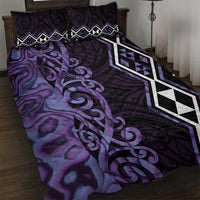 Purple Aotearoa Quilt Bed Set Taniko Motifs With Paua Shell Kowhaiwhai