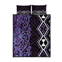 Purple Aotearoa Quilt Bed Set Taniko Motifs With Paua Shell Kowhaiwhai