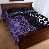 Purple Aotearoa Quilt Bed Set Taniko Motifs With Paua Shell Kowhaiwhai