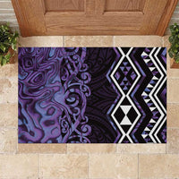 Purple Aotearoa Rubber Doormat Taniko Motifs With Paua Shell Kowhaiwhai
