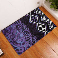 Purple Aotearoa Rubber Doormat Taniko Motifs With Paua Shell Kowhaiwhai