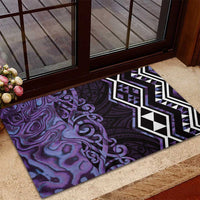 Purple Aotearoa Rubber Doormat Taniko Motifs With Paua Shell Kowhaiwhai