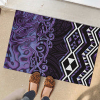Purple Aotearoa Rubber Doormat Taniko Motifs With Paua Shell Kowhaiwhai