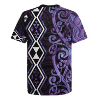 Purple Aotearoa Rugby Jersey Taniko Motifs With Paua Shell Kowhaiwhai LT14 - Polynesian Pride