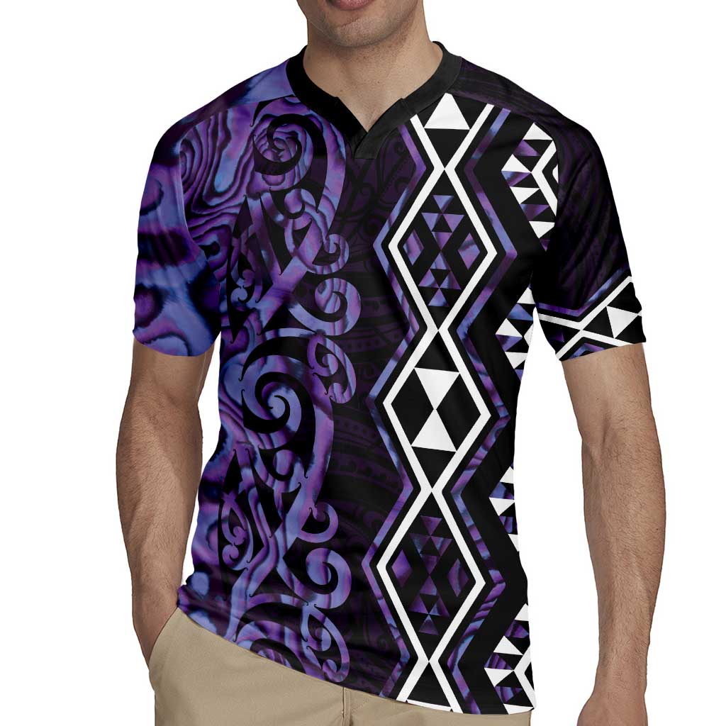 Purple Aotearoa Rugby Jersey Taniko Motifs With Paua Shell Kowhaiwhai LT14 - Polynesian Pride