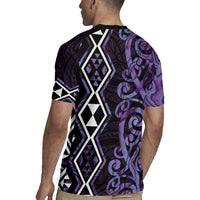 Purple Aotearoa Rugby Jersey Taniko Motifs With Paua Shell Kowhaiwhai LT14 - Polynesian Pride