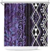 Purple Aotearoa Shower Curtain Taniko Motifs With Paua Shell Kowhaiwhai LT14 Purple - Polynesian Pride