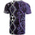 Purple Aotearoa T Shirt Taniko Motifs With Paua Shell Kowhaiwhai