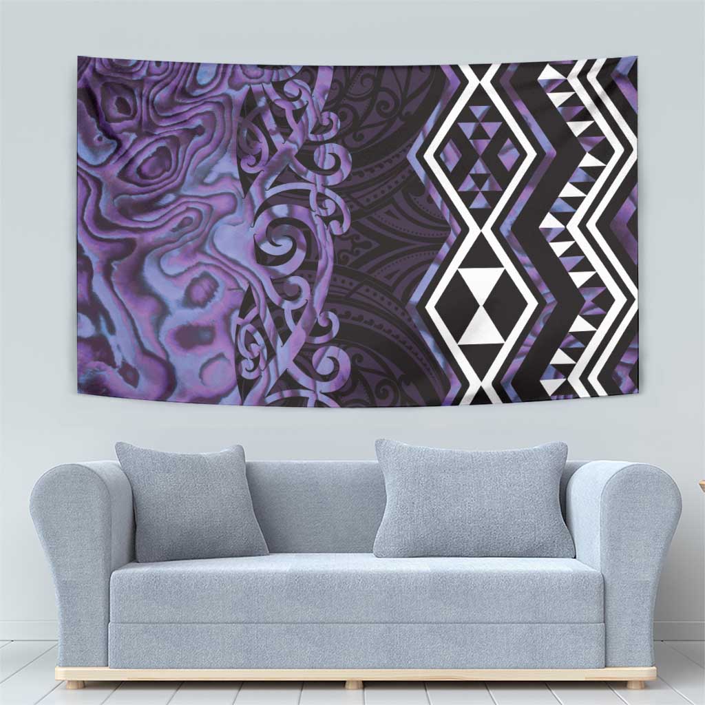 Purple Aotearoa Tapestry Taniko Motifs With Paua Shell Kowhaiwhai