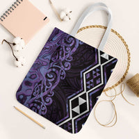 Purple Aotearoa Tote Bag Taniko Motifs With Paua Shell Kowhaiwhai - Polynesian Pride