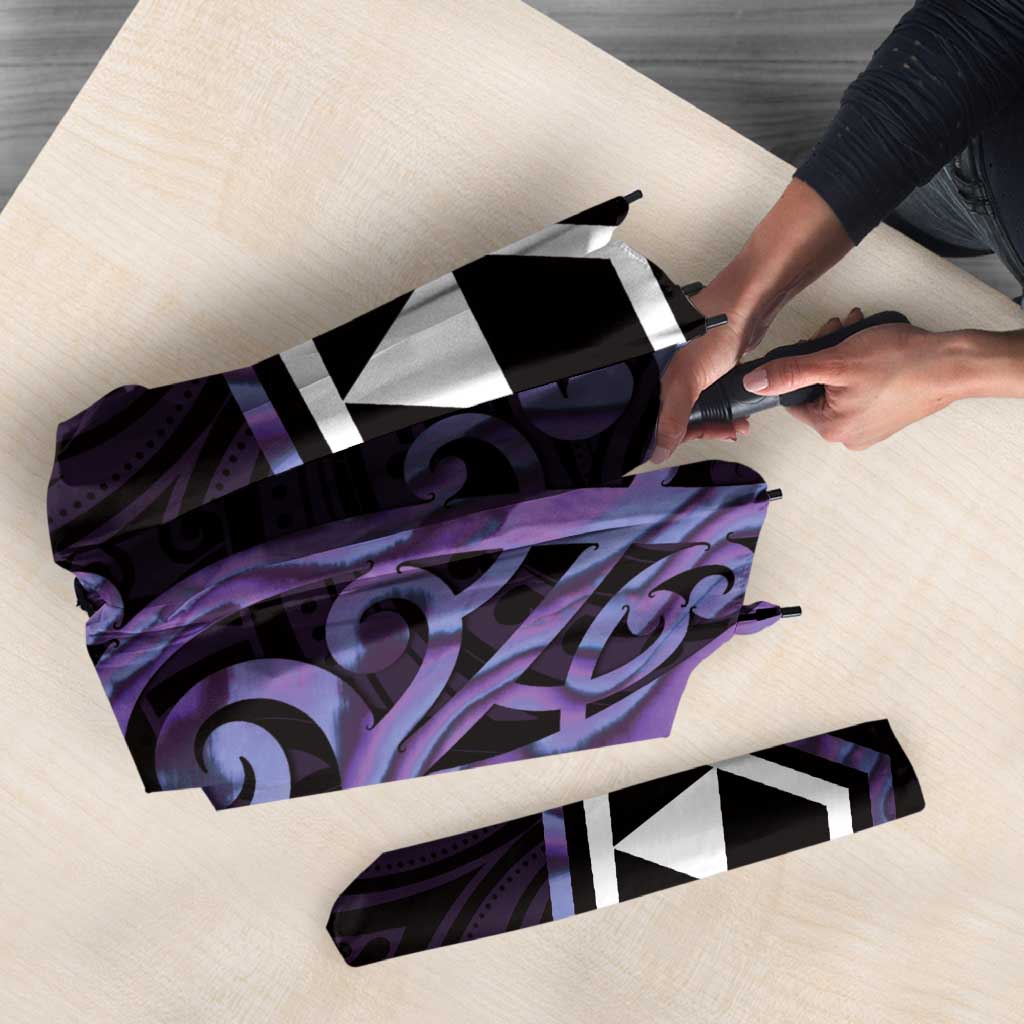 Purple Aotearoa Umbrella Taniko Motifs With Paua Shell Kowhaiwhai - Polynesian Pride