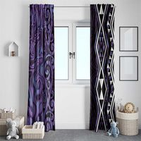 Purple Aotearoa Window Curtain Taniko Motifs With Paua Shell Kowhaiwhai
