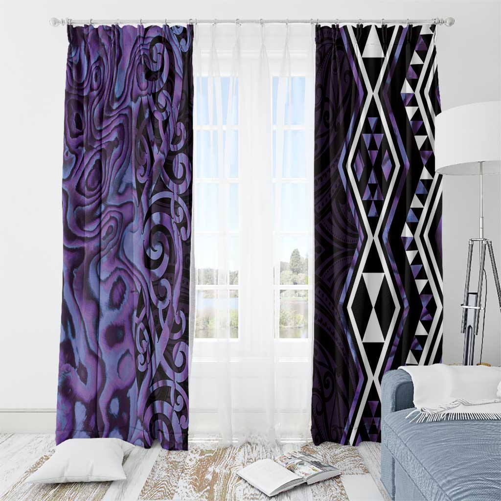 Purple Aotearoa Window Curtain Taniko Motifs With Paua Shell Kowhaiwhai