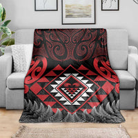 Aotearoa Kiwi Taniko Blanket Silver Fern With Maori Koru Pattern