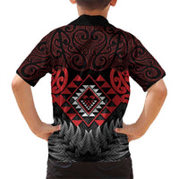 Aotearoa Kiwi Taniko Family Matching Short Sleeve Bodycon Dress and Hawaiian Shirt Silver Fern With Maori Koru Pattern LT14 - Polynesian Pride