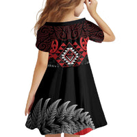 Aotearoa Kiwi Taniko Family Matching Short Sleeve Bodycon Dress and Hawaiian Shirt Silver Fern With Maori Koru Pattern LT14 - Polynesian Pride