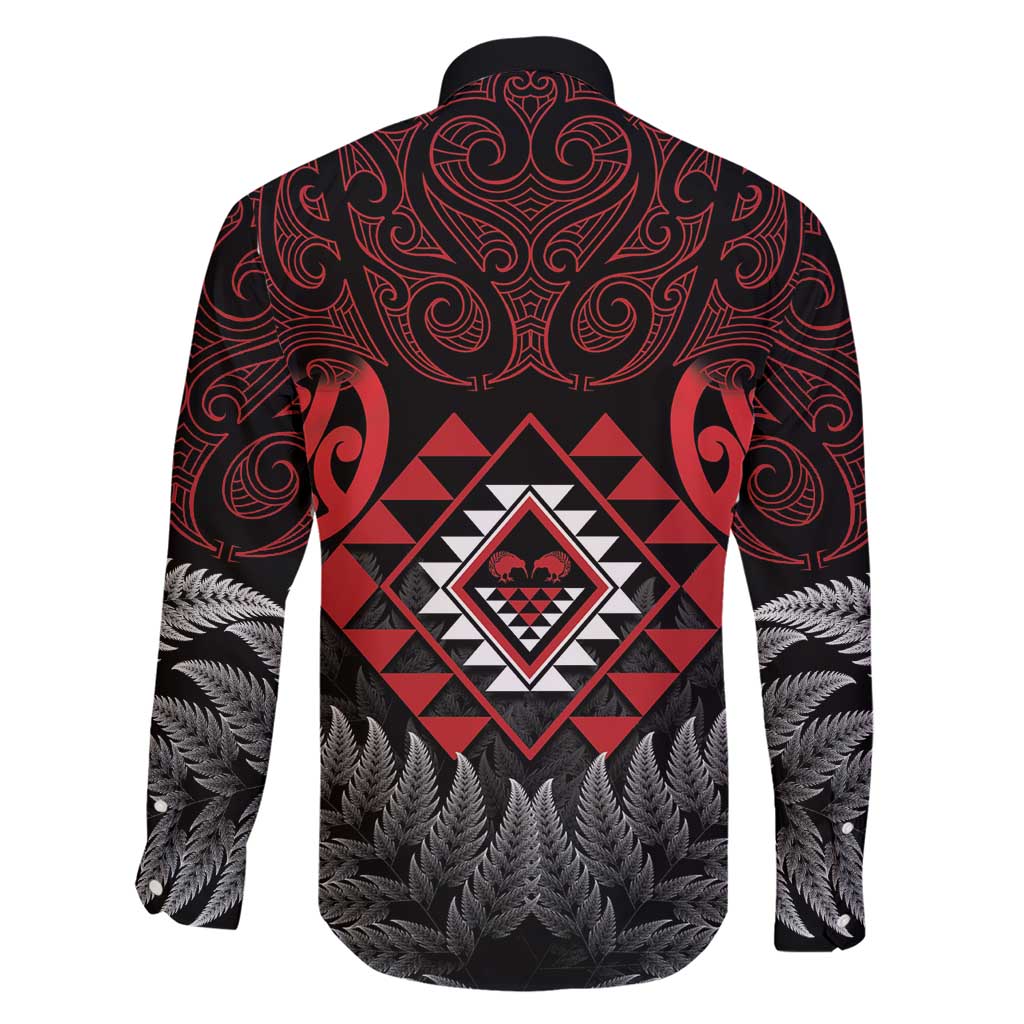 Aotearoa Kiwi Taniko Family Matching Short Sleeve Bodycon Dress and Hawaiian Shirt Silver Fern With Maori Koru Pattern LT14 - Polynesian Pride