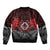 Aotearoa Kiwi Taniko Sleeve Zip Bomber Jacket Silver Fern With Maori Koru Pattern