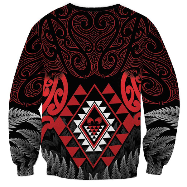 Waitangi Sweatshirt Aotearoa Maori Pattern Mix Fern and Manaia Koru LT13 main image 1