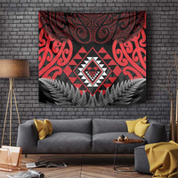 Aotearoa Kiwi Taniko Tapestry Silver Fern With Maori Koru Pattern