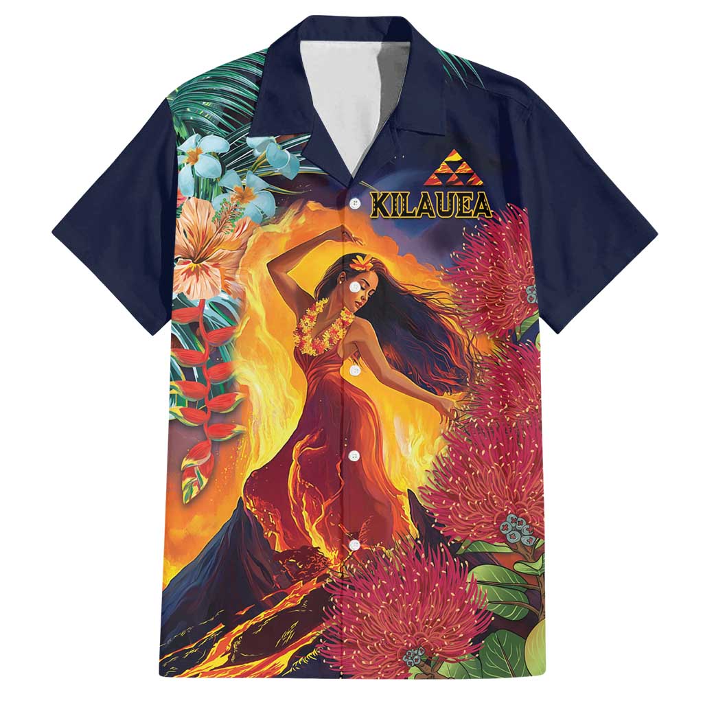 Hawaii Kilauea Big Islands Family Matching Tank Maxi Dress and Hawaiian Shirt Pele Goddess With Tropical Flowers LT14 Dad's Shirt - Short Sleeve Art - Polynesian Pride