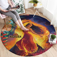 Hawaii Kilauea Big Islands Round Carpet Pele Goddess With Tropical Flowers LT14 - Polynesian Pride