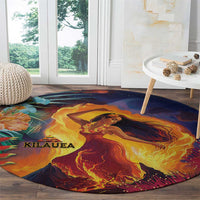 Hawaii Kilauea Big Islands Round Carpet Pele Goddess With Tropical Flowers LT14 - Polynesian Pride