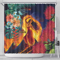 Hawaii Kilauea Big Islands Shower Curtain Pele Goddess With Tropical Flowers LT14 - Polynesian Pride